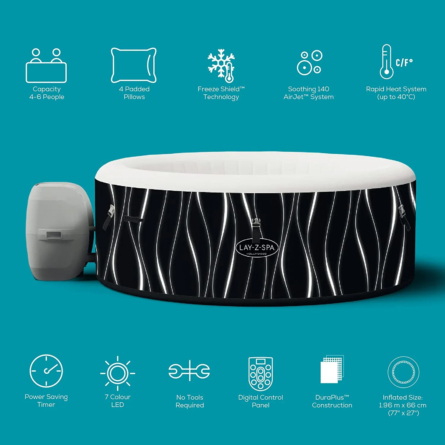Lay-Z-Spa Hollywood Airjet Hot Tub With Freeze Shield