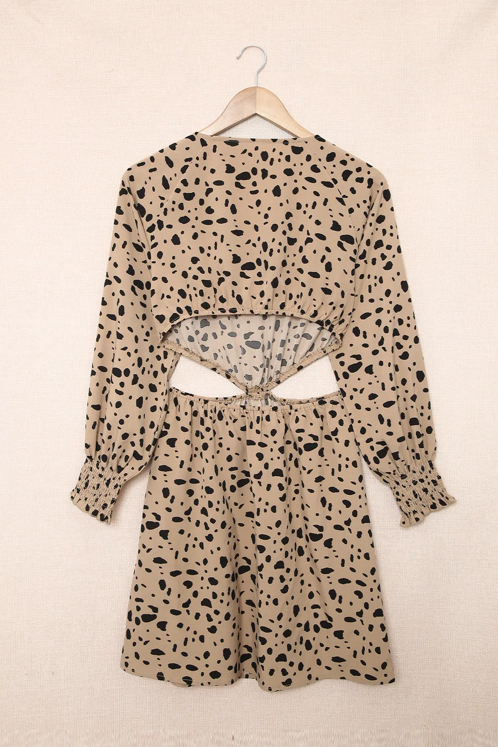 Leopard Print Cut-out Puff Sleeve Mini Dress