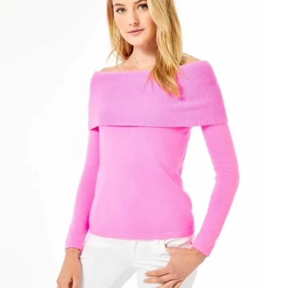 Lilly Pulitzer Pink Christin Off the Shoulder Sweater
