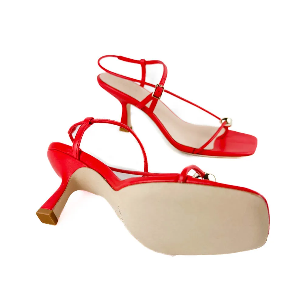 Loeffler Randall - Triana Leather Mid-Heel Sandal (Red)