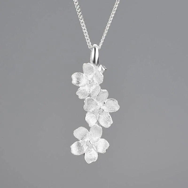 Long Elegant Forget-Me-Not Flower Necklace