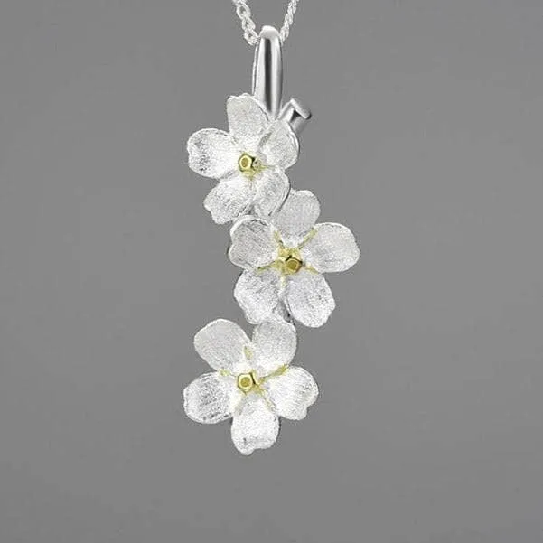 Long Elegant Forget-Me-Not Flower Necklace