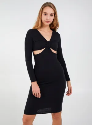 Long Sleeve Ribbed Midi Dress