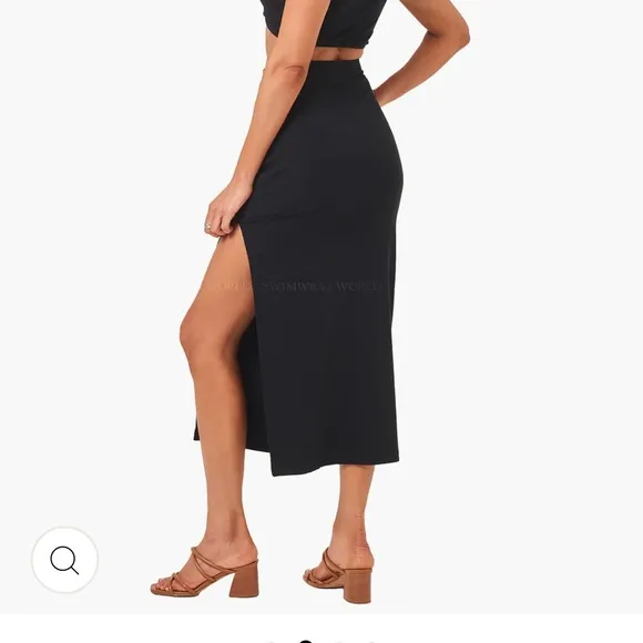 L*Space Isla Black Midi Skirt with Slit NWT Sz M