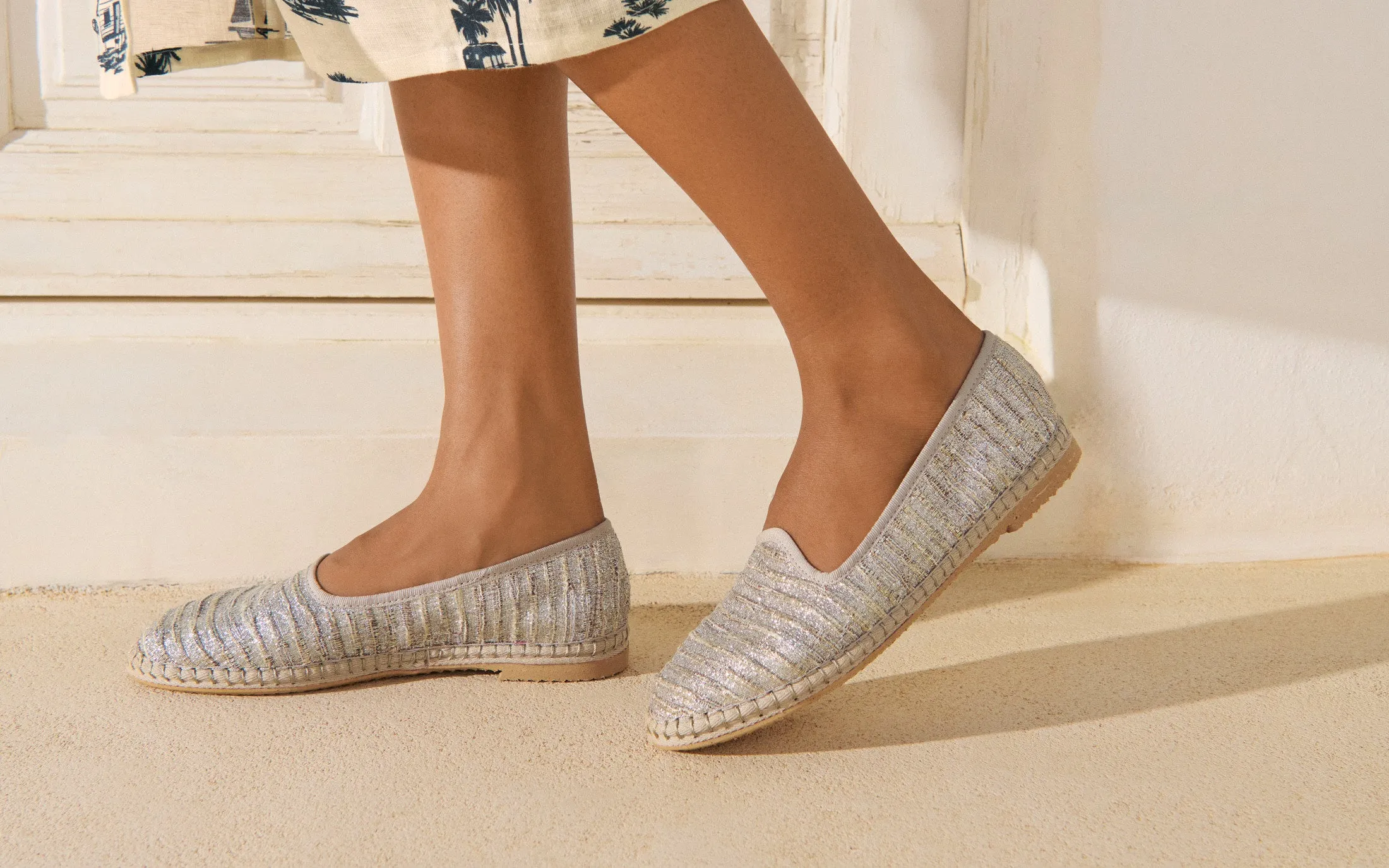 Lurex Cotton Blend Slippers - H31VF - Monaco Platinum