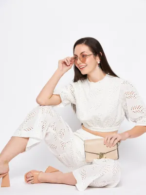 Madame White Self Design Co-Ord Set