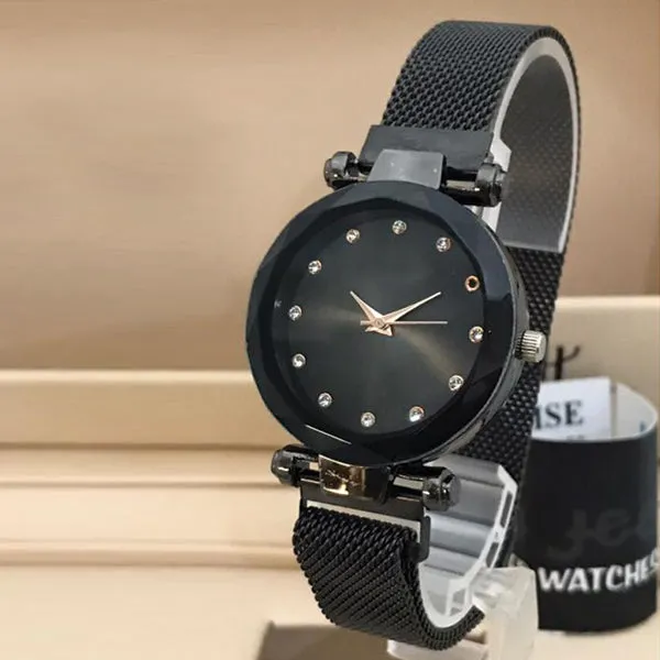 Magnet Chain Elegant Women Wrist Watch Black