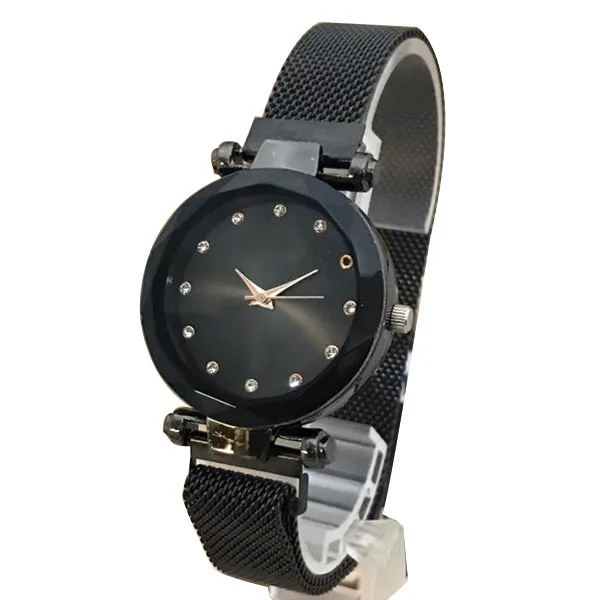 Magnet Chain Elegant Women Wrist Watch Black
