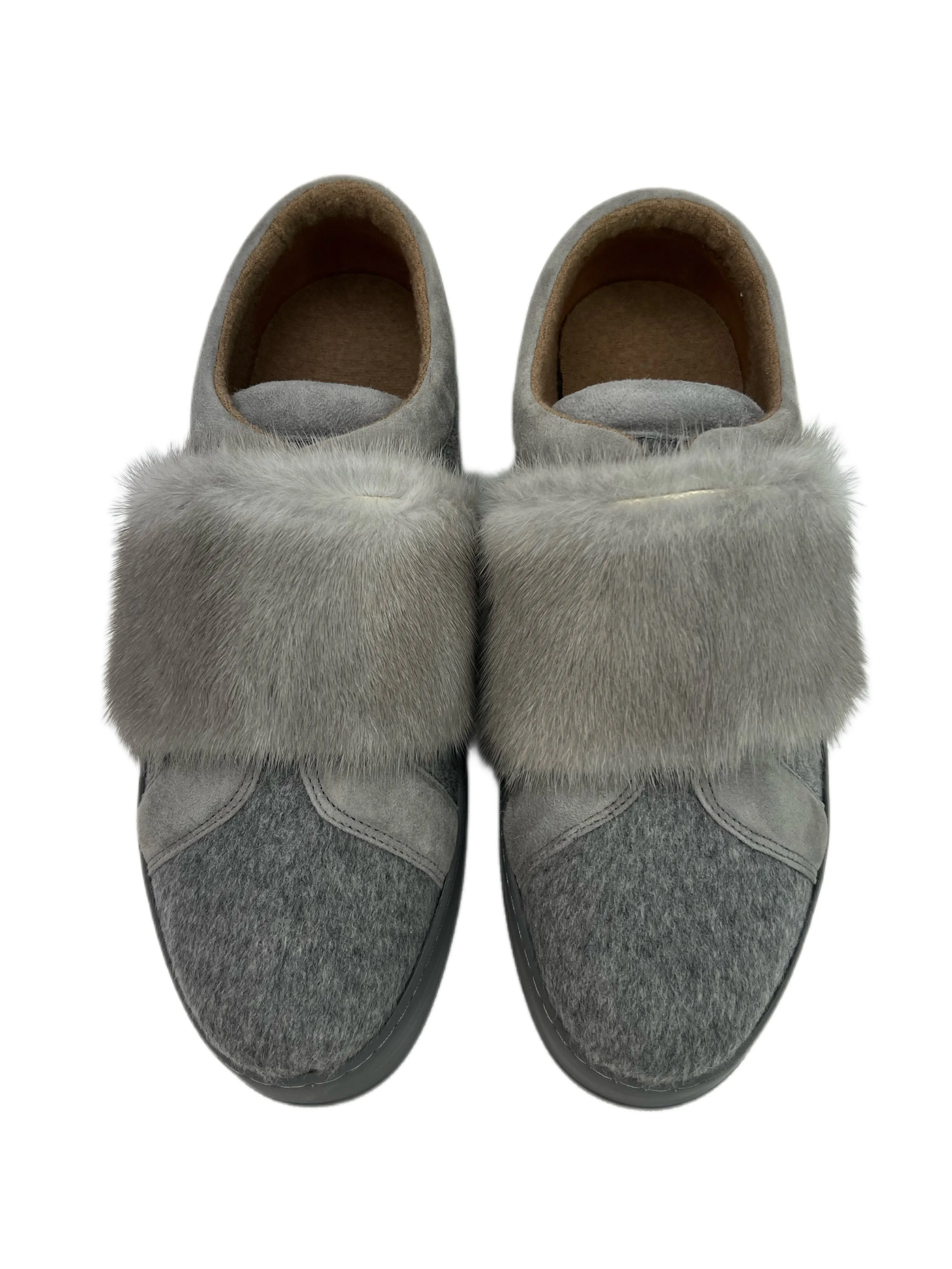 Max Mara Women's Grigio Chiaro MM91 Fur Front Sneakers NWB