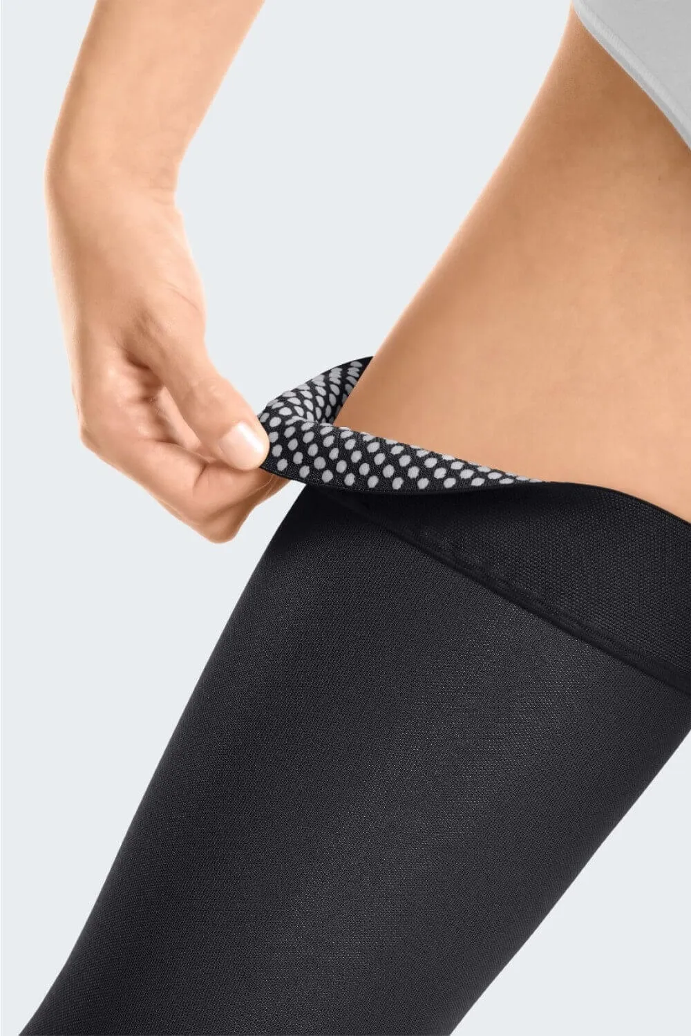 Medi Duomed Open-Toe Thigh High Black Compression Stockings