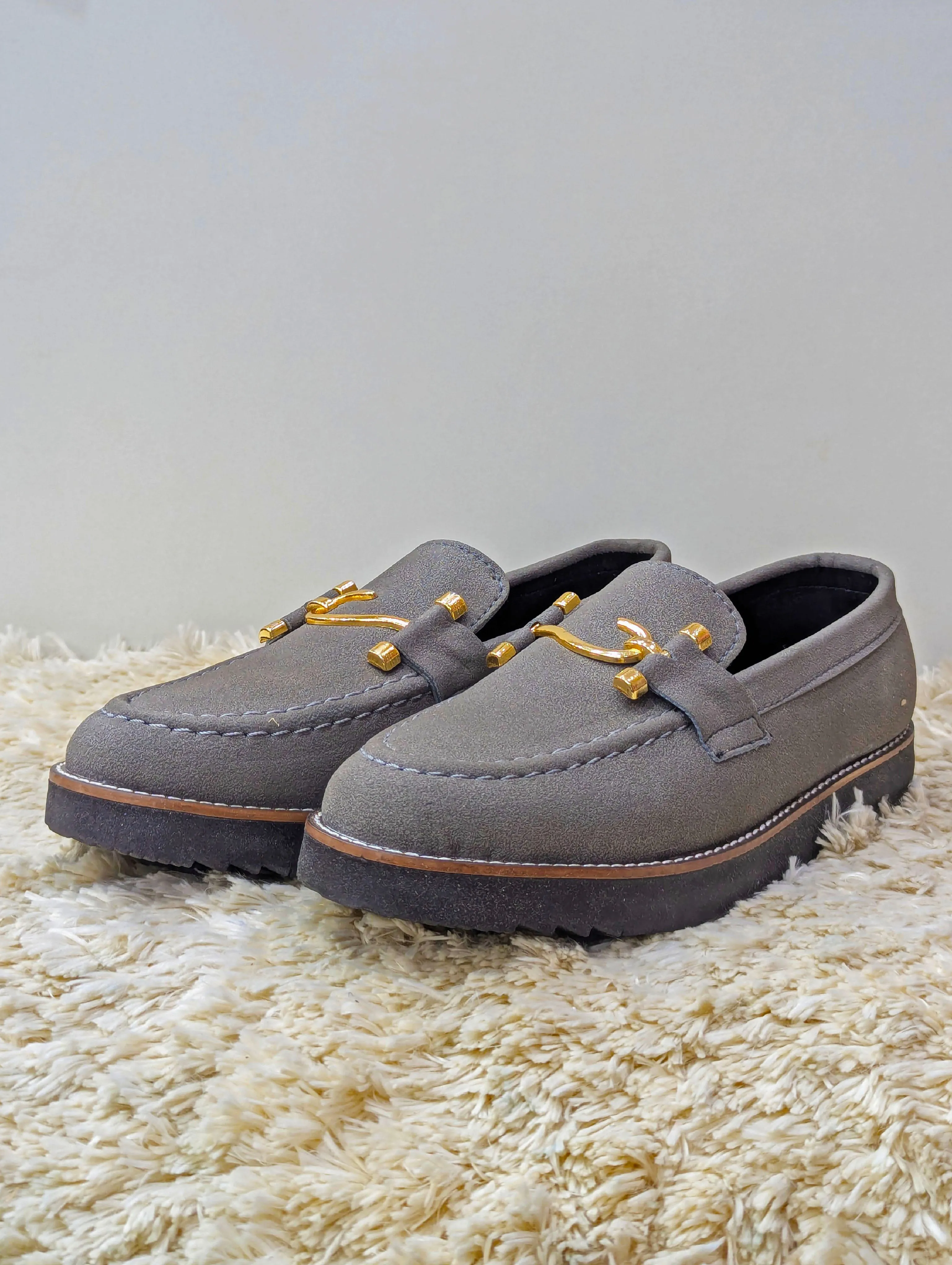 Men’s Chunky White Sole Loafers – Suede Upper, S Buckle, Lightweight & Trendy