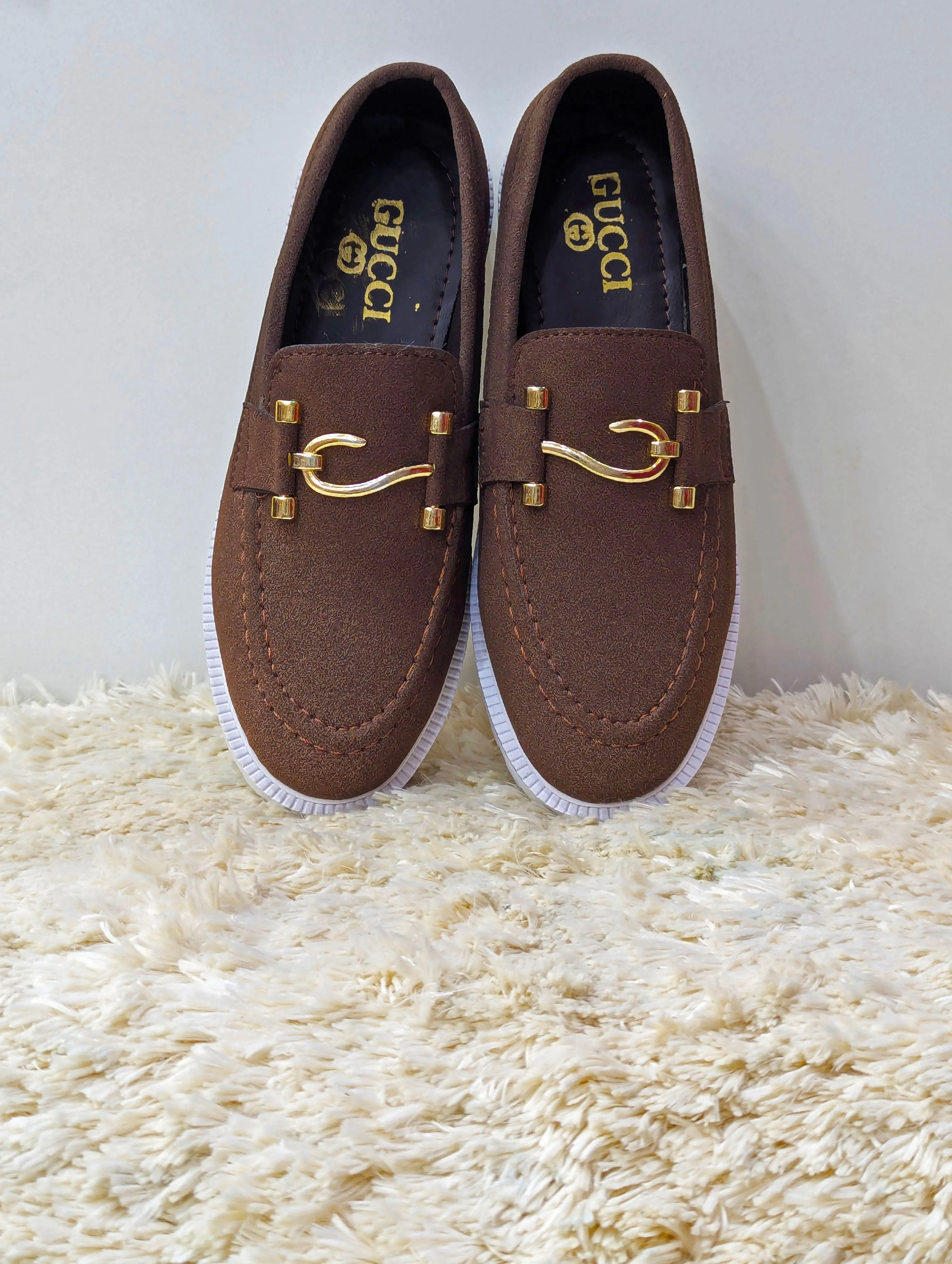 Men’s Chunky White Sole Loafers – Suede Upper, S Buckle, Lightweight & Trendy