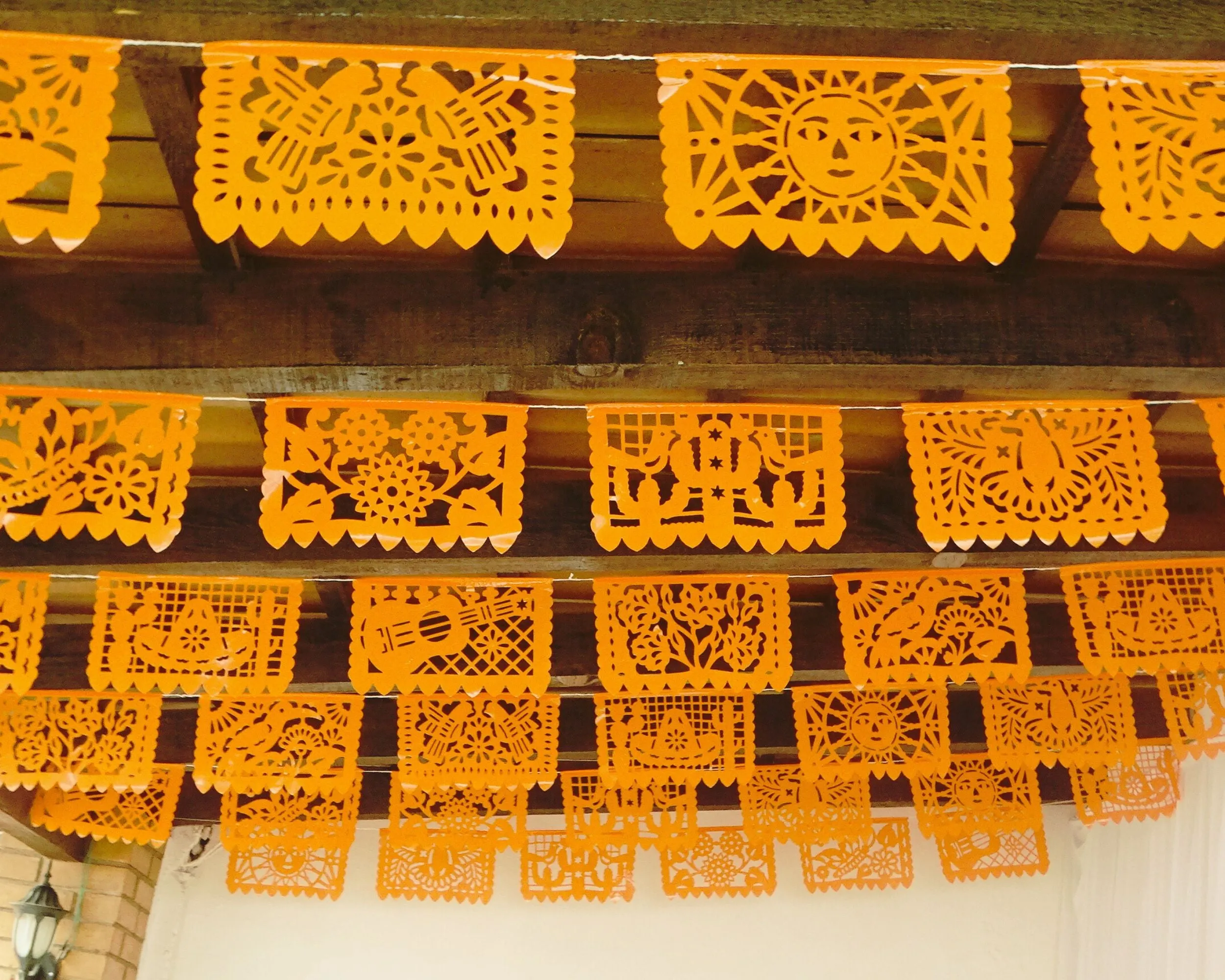 Mexican Party Decor Orange Papel Picado Banners (Plastic, 36ft Total)