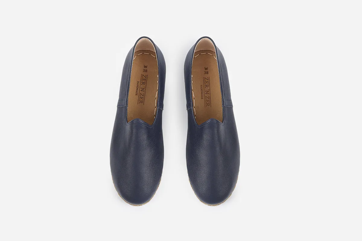 Midnight Blue Handmade Leather Loafers (Women's)
