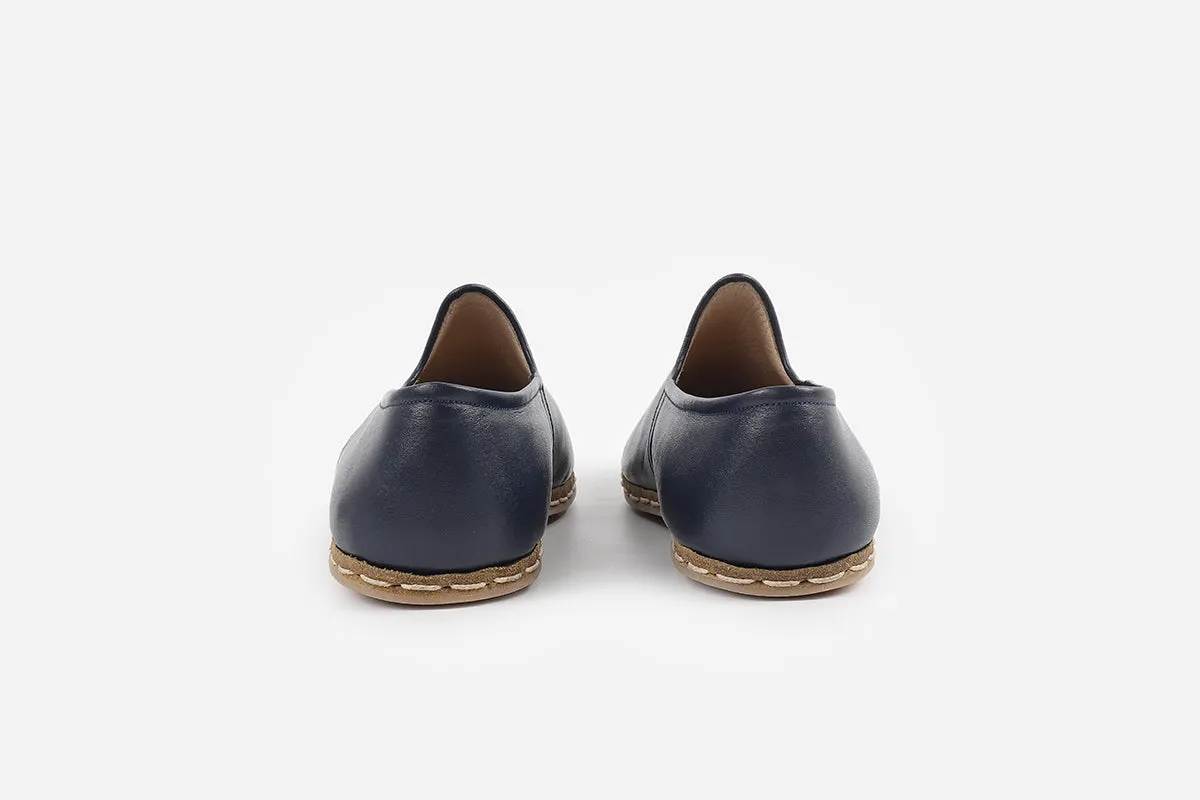 Midnight Blue Handmade Leather Loafers (Women's)