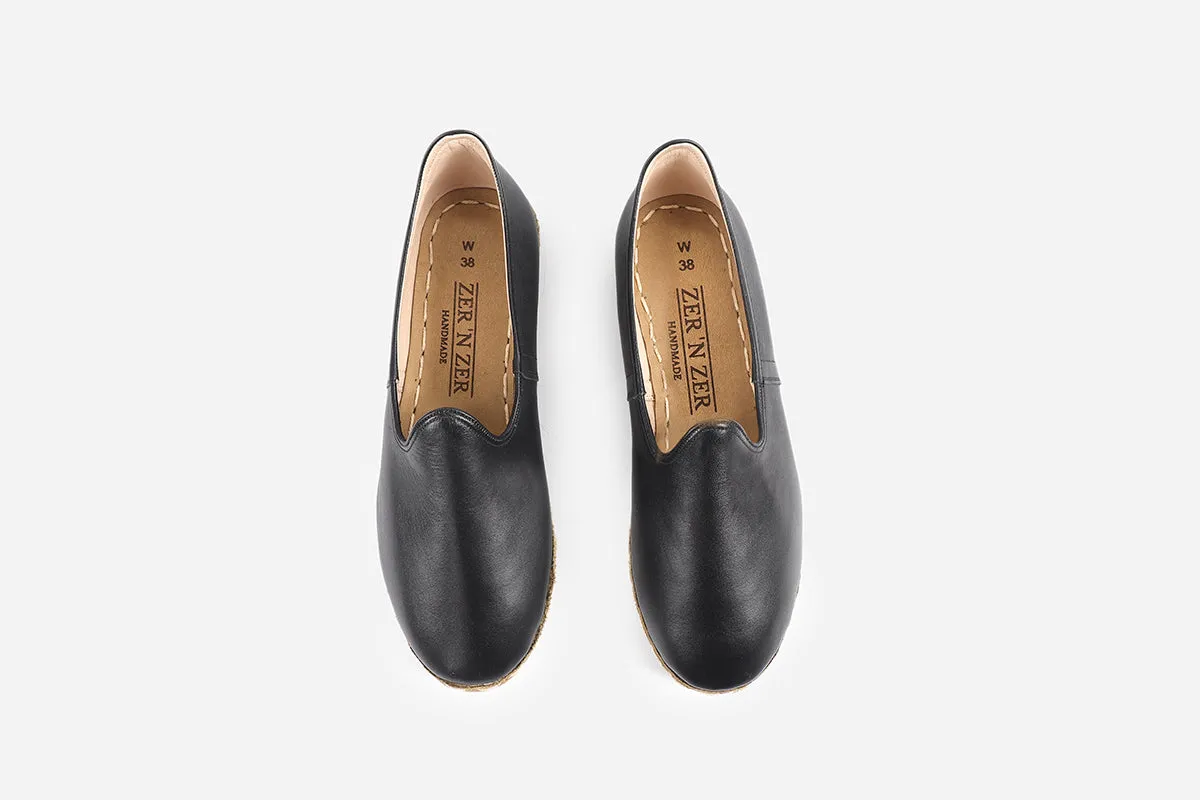 Midnight Noir Handmade Leather Loafers (Women's)
