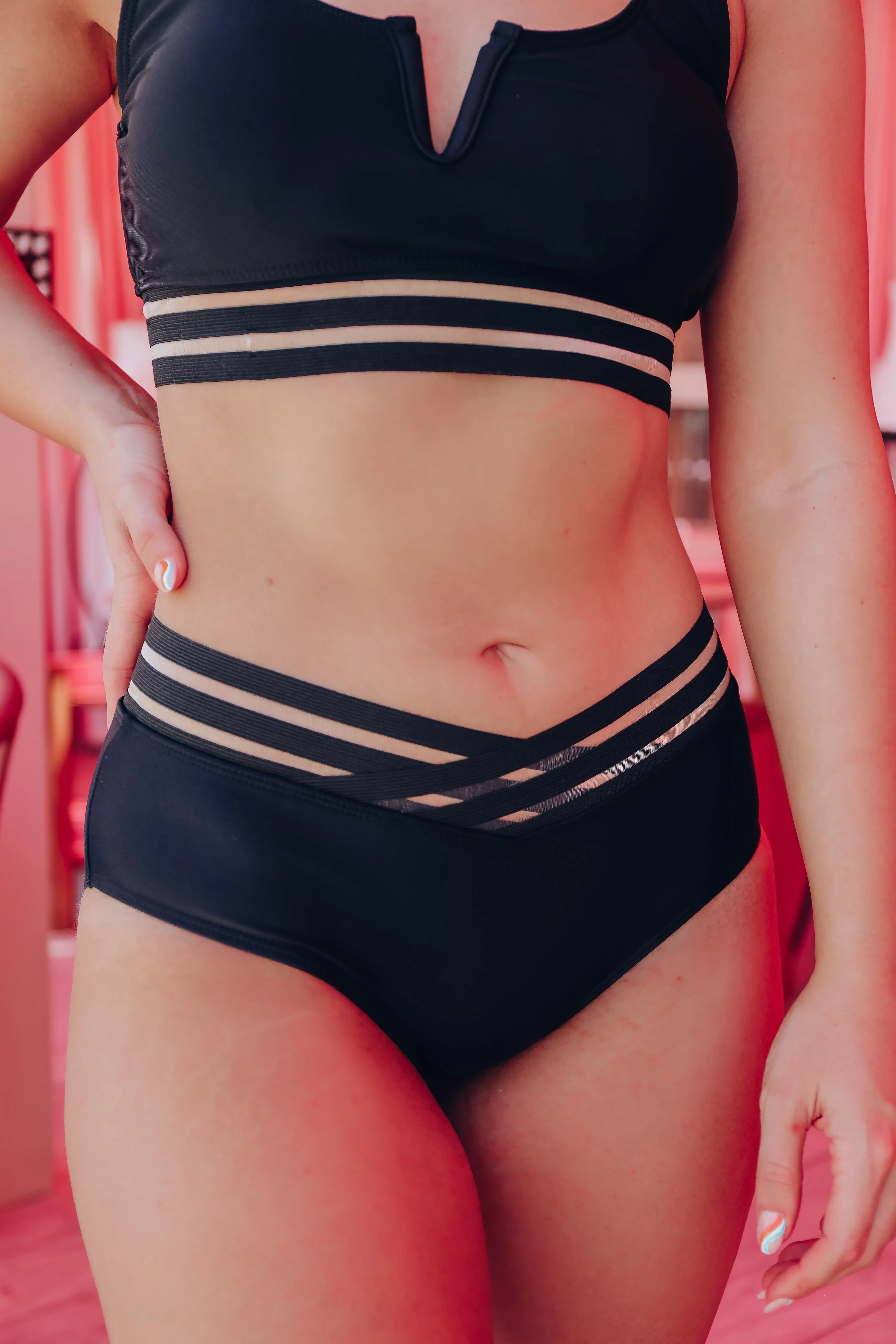 *MODEL* Elmina Chic Two Piece Bikini Set - Black - SMALL