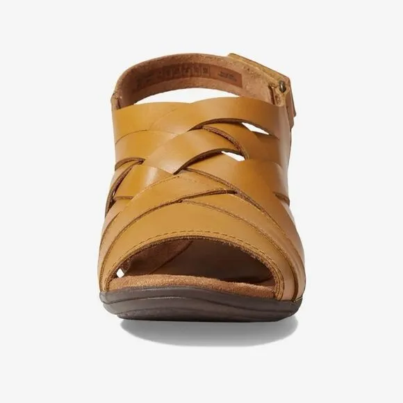 New Cobb Hill Laurel Woven Sandal, Honey Leather size 10