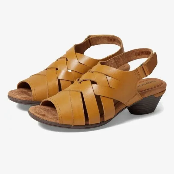 New Cobb Hill Laurel Woven Sandal, Honey Leather size 10