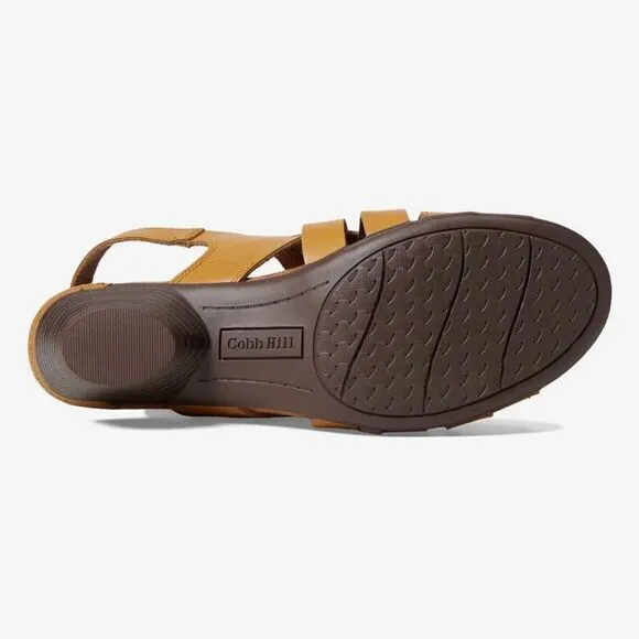 New Cobb Hill Laurel Woven Sandal, Honey Leather size 10
