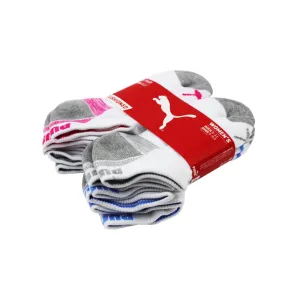 New in package! Puma Womens 6 pack Low Cut Cushioned Sport Socks size 9-11 White Pink Blue Grey Black, Shoe Size 5-9.5