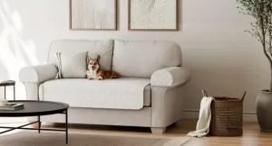 NEW SmartFit Waterproof Faux Sherpa Fabric Loveseat Furniture Cover, 3-Piece, Cream, Fabric slipcover