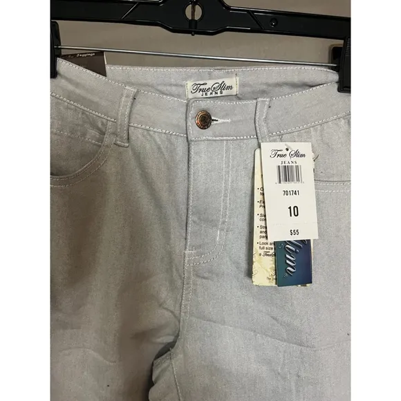 nwt size 10 womens silver jean shorts above the knee fly zipper by true slim ini