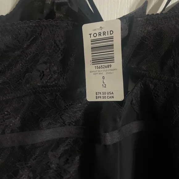 NWT Torrid Bodysuit Blk Stud Strappy size 0