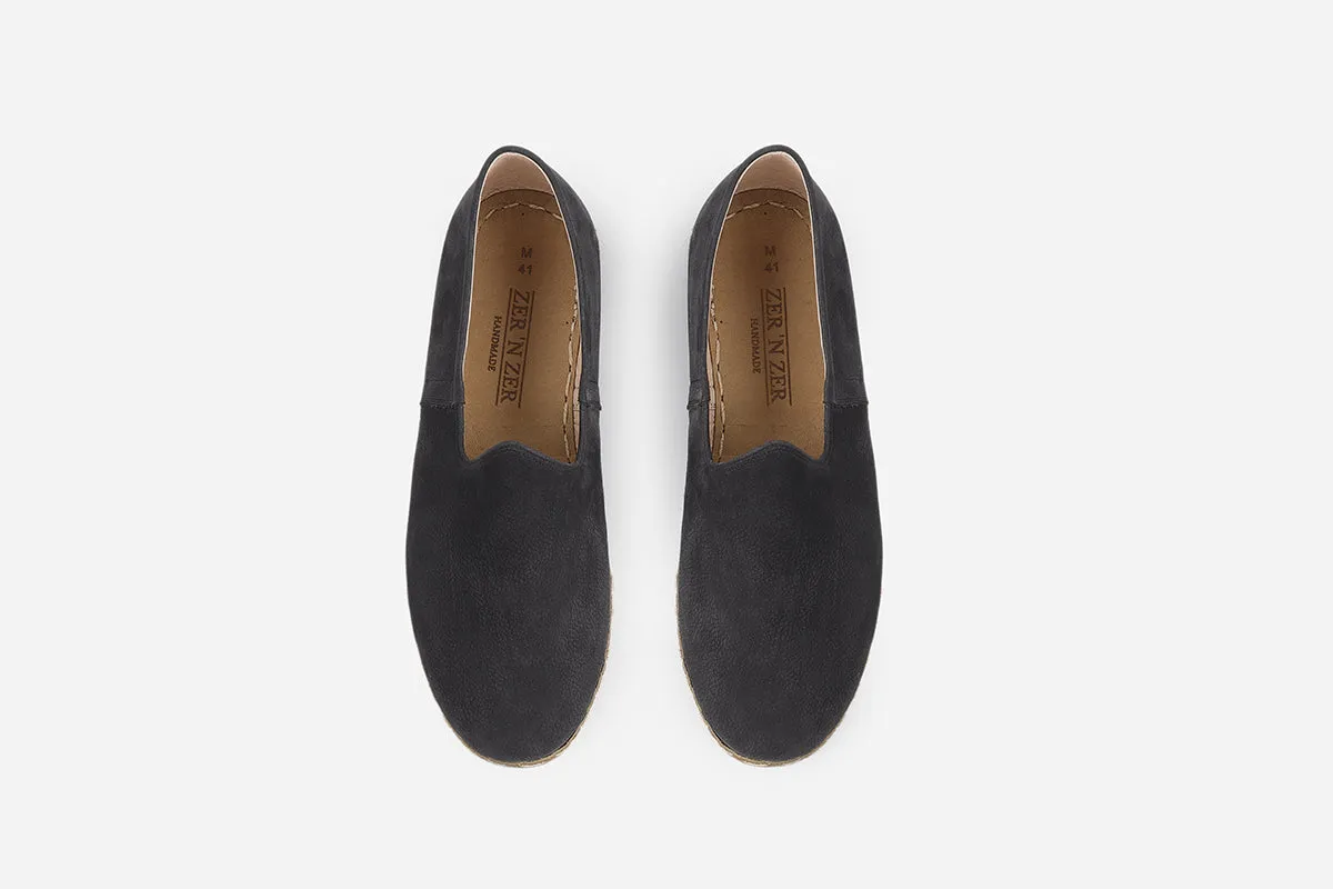 Onyx Black Handmade Nubuck Loafers (Men's)