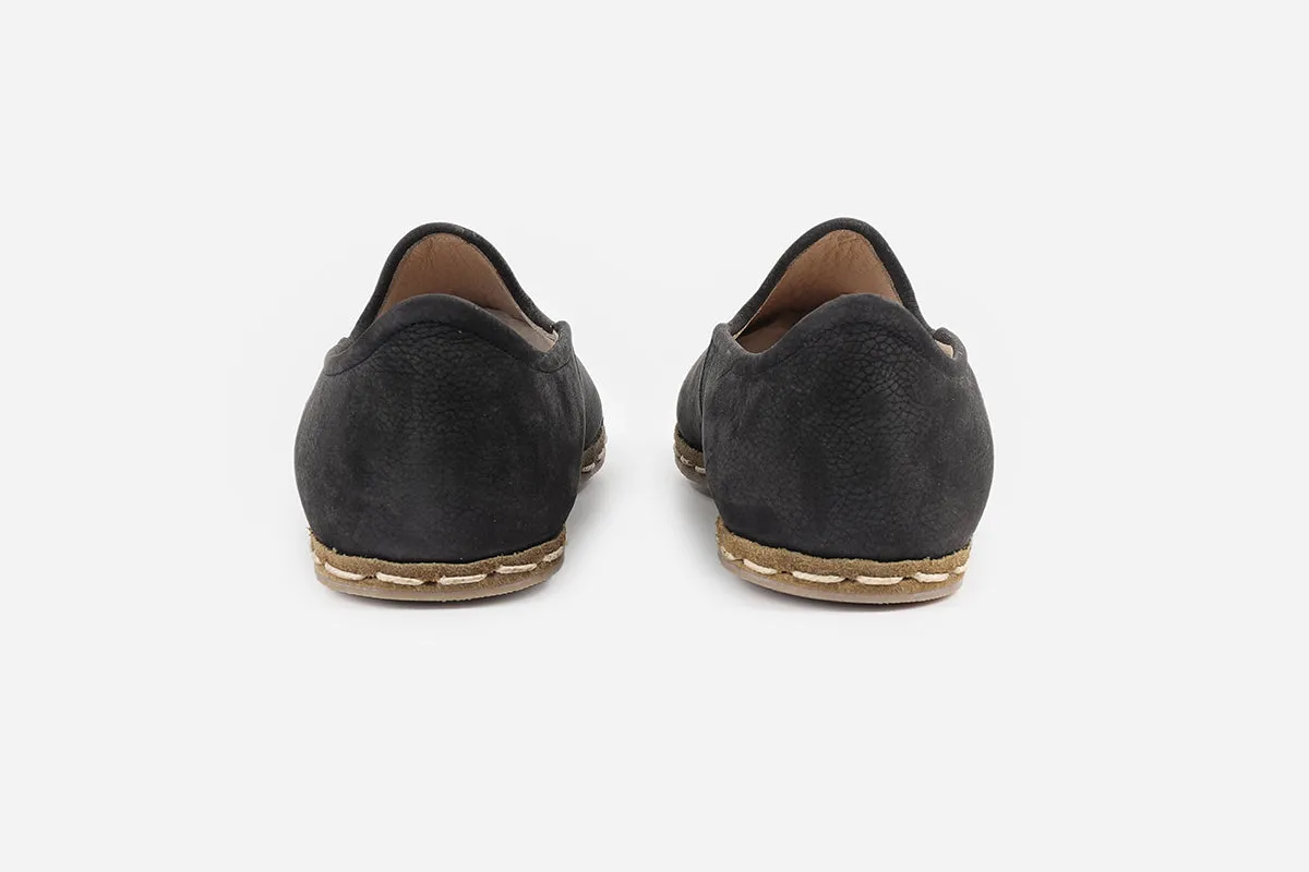 Onyx Black Handmade Nubuck Loafers (Men's)