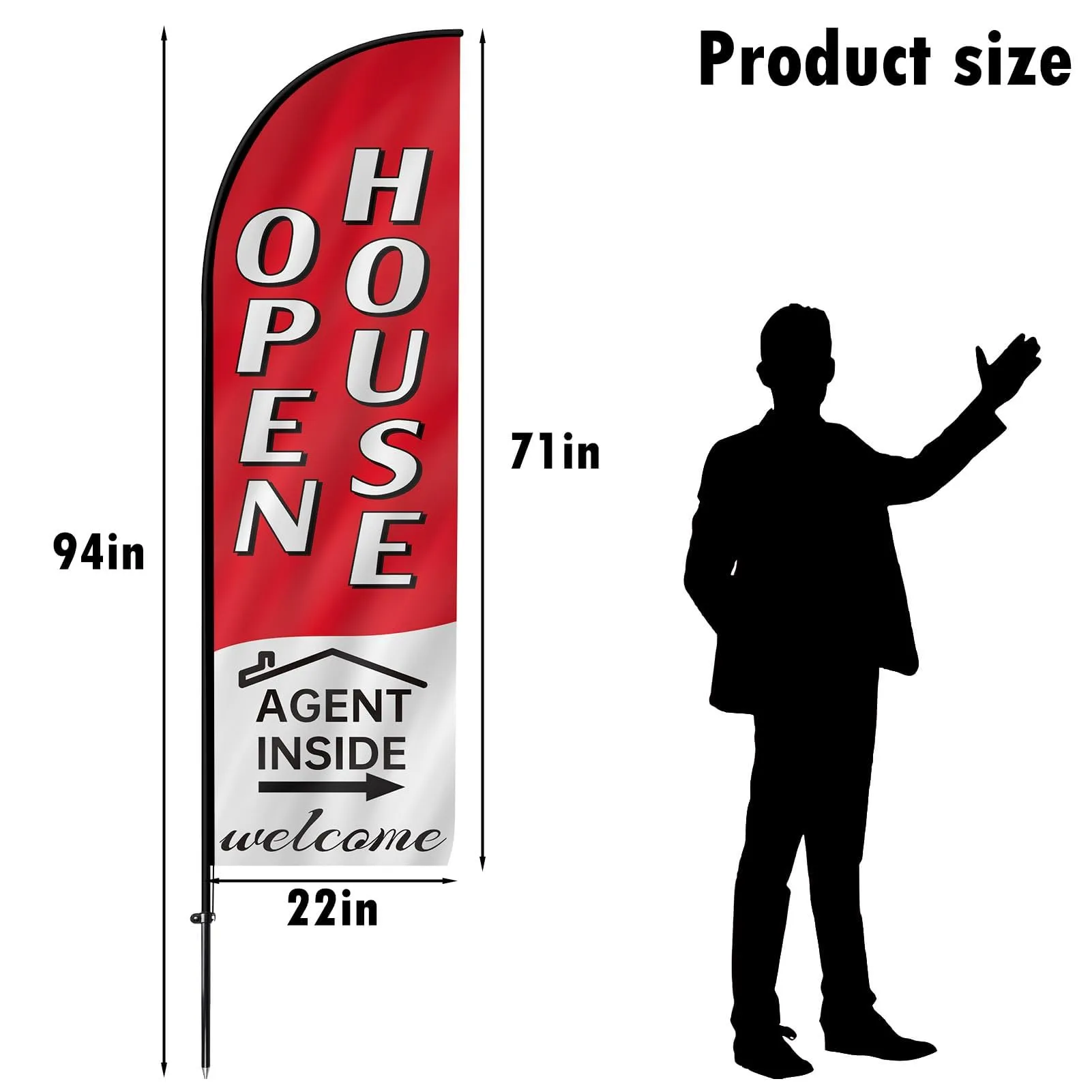 Open House Signs for Real Estate Agents,Swooper Open Banners Flag,Business Open House Flag and Pole Kit,Open Signs for Outside Business Advertising