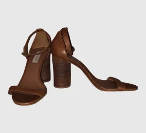 OPEN TOE HEEL IN BROWN LEATHER - SM REBOOTED