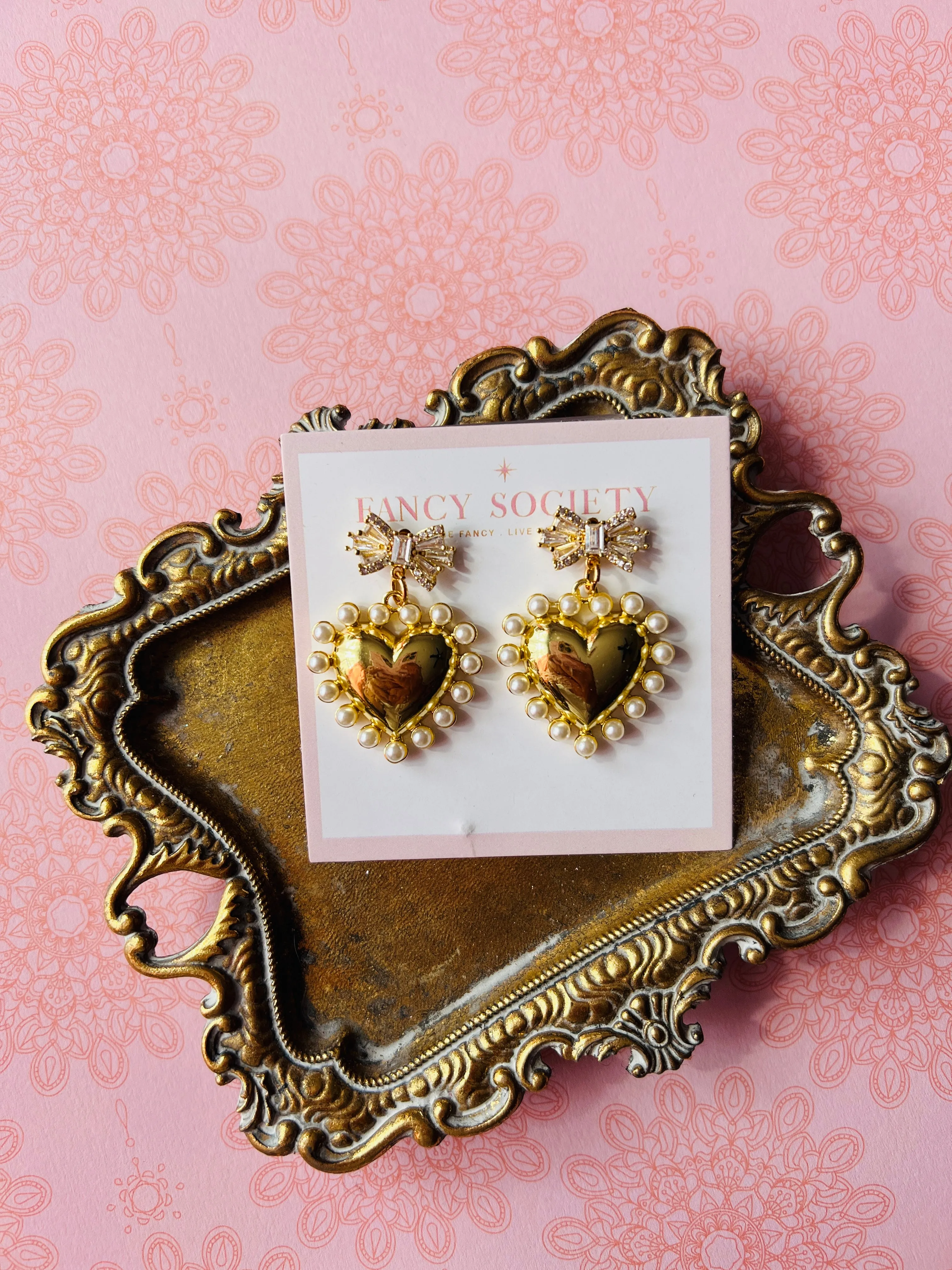 Pearly Heart Earrings