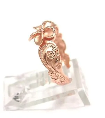 PINK ROSE SILVER 925 HAWAIIAN PLUMERIA FLOWER HAND ENGRAVED SCROLL TOE RING