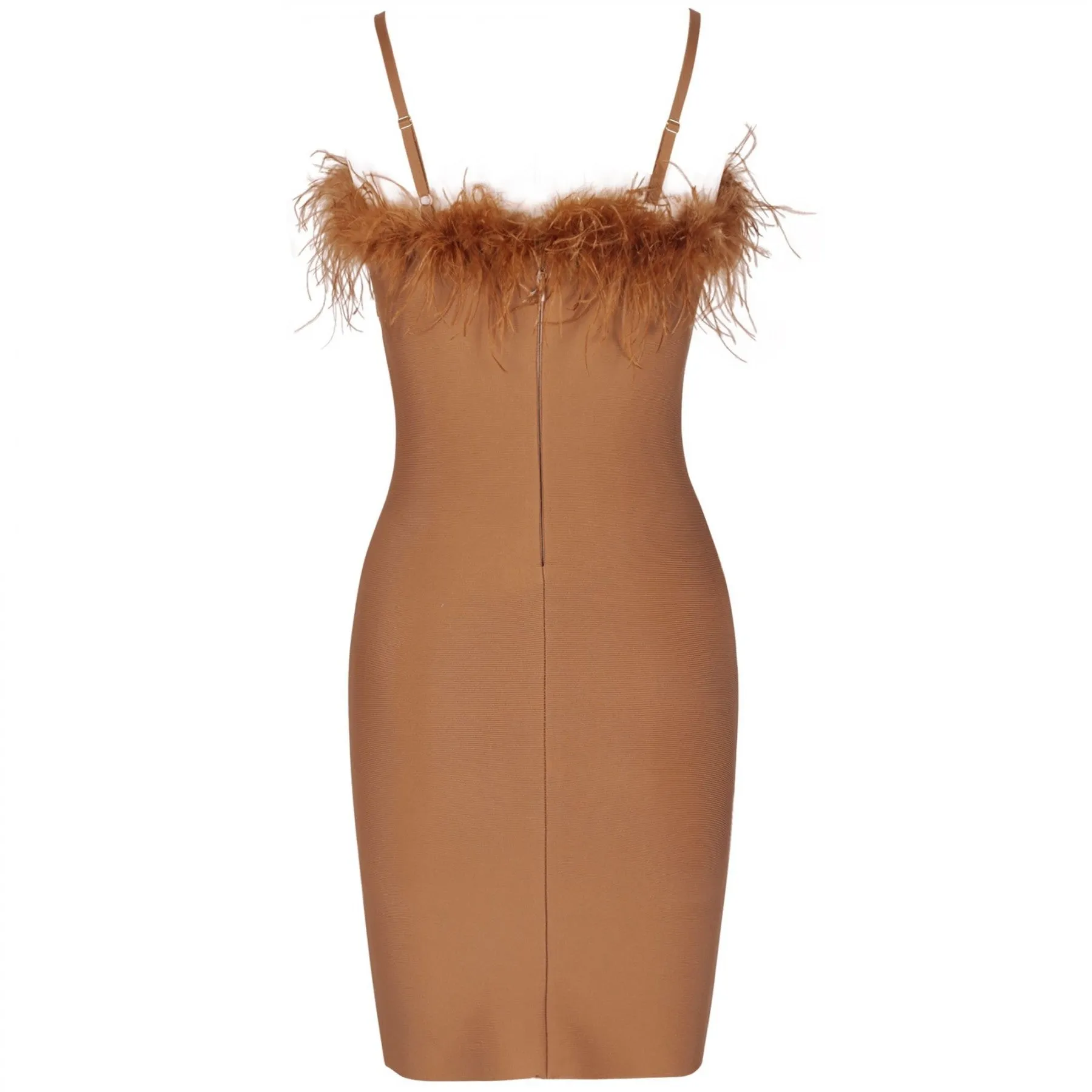 Plus Size Strappy Plume Mini Bandage Dress DPF19177