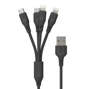 Porodo - 4in1 USB Cable Lightning /Type-C/Micro Durable Fast Charge and Data Cable (1.2m/4ft)