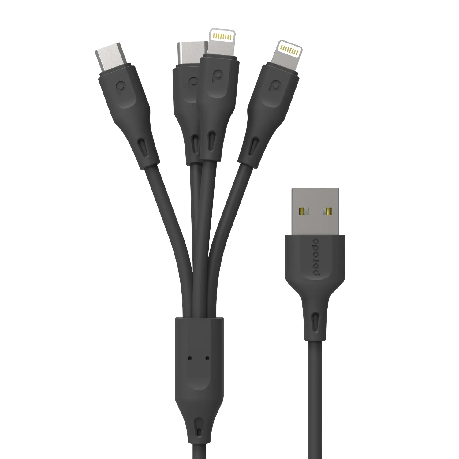Porodo - 4in1 USB Cable Lightning /Type-C/Micro Durable Fast Charge and Data Cable (1.2m/4ft)