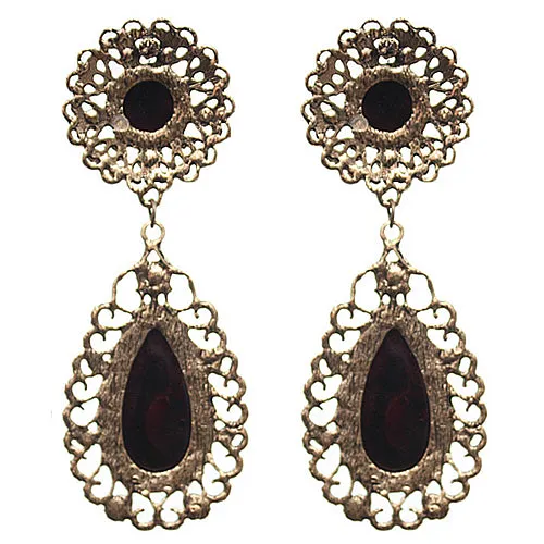 Purple Faceted Teardrop Rhinestone Earrings