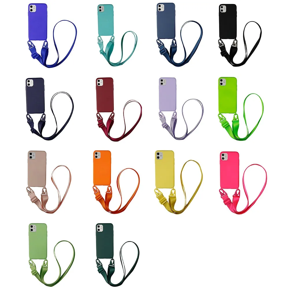 "STRAP" Coque iPhone Silicone Antichocs avec Cordon Noir - URB1™
