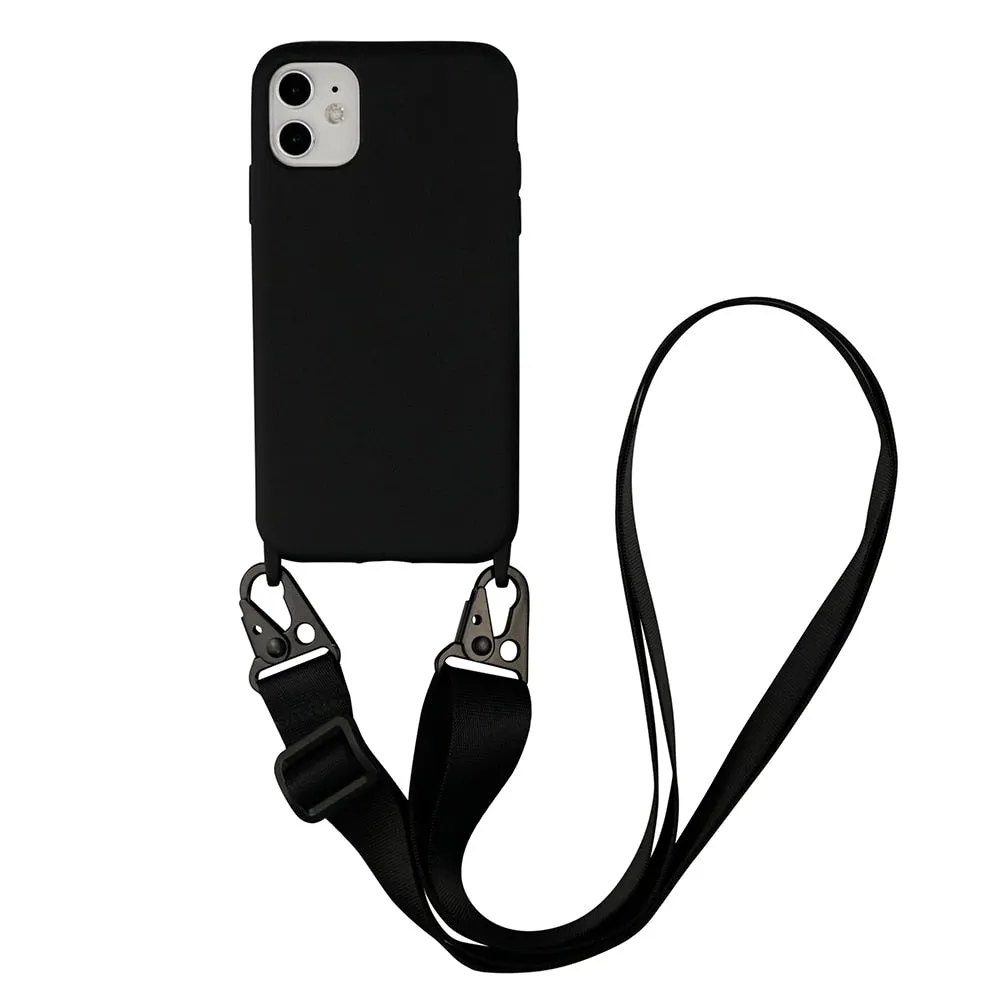 "STRAP" Coque iPhone Silicone Antichocs avec Cordon Noir - URB1™