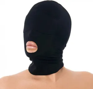 Rimba Bondage Play - Hood - Hoofdmasker Uit Elastische Stof Met Open Mond - Zwart