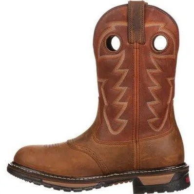 Rocky Men's Ride Branson Saddle 11" Soft Toe WP Western Boot -Brown- FQ0002775