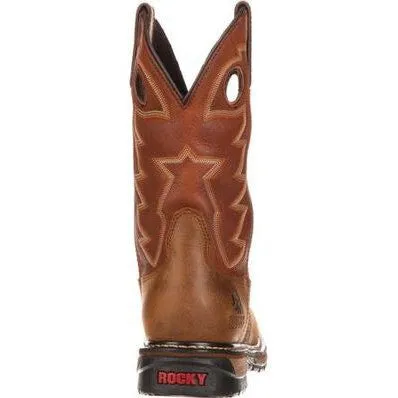 Rocky Men's Ride Branson Saddle 11" Soft Toe WP Western Boot -Brown- FQ0002775