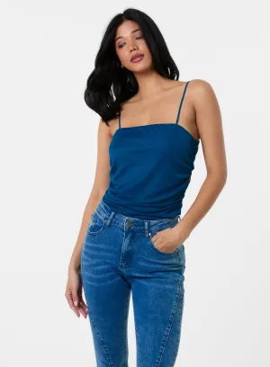 Ruched Mesh Strappy Bodysuit
