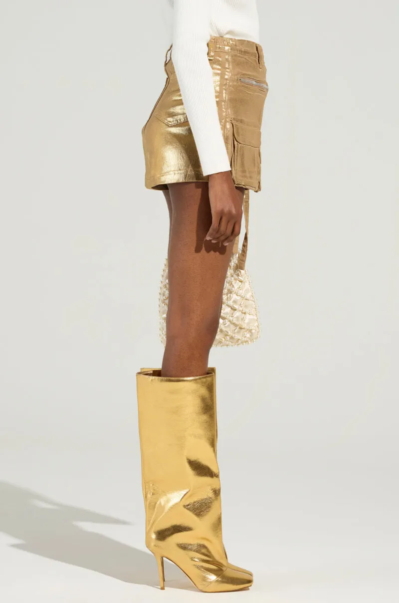 RUNAWAY METALLIC DENIM SHORTS