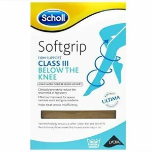Scholl Softgrip Ultima Class 3 Open Toe Below Knee Stockings, X-Large, Natural