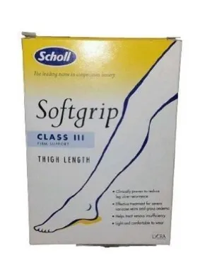 Scholl Softgrip Ultima Class 3 Open Toe Thigh Length Stockings, Medium, Natural