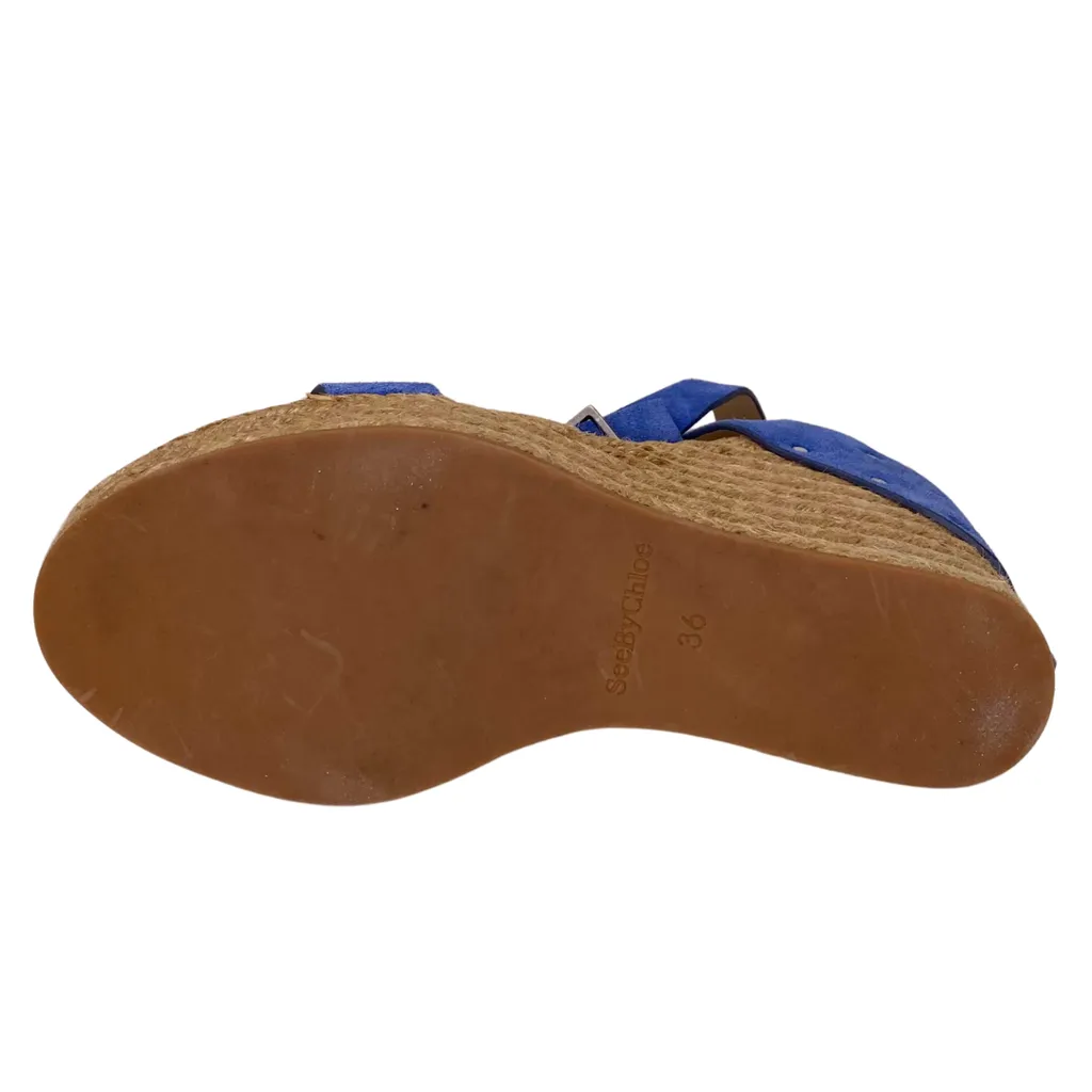 See by Chloe Blue Suede Wedges, 36