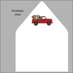 Shabby Chic Red Truck Flat Note (with envelope liner)