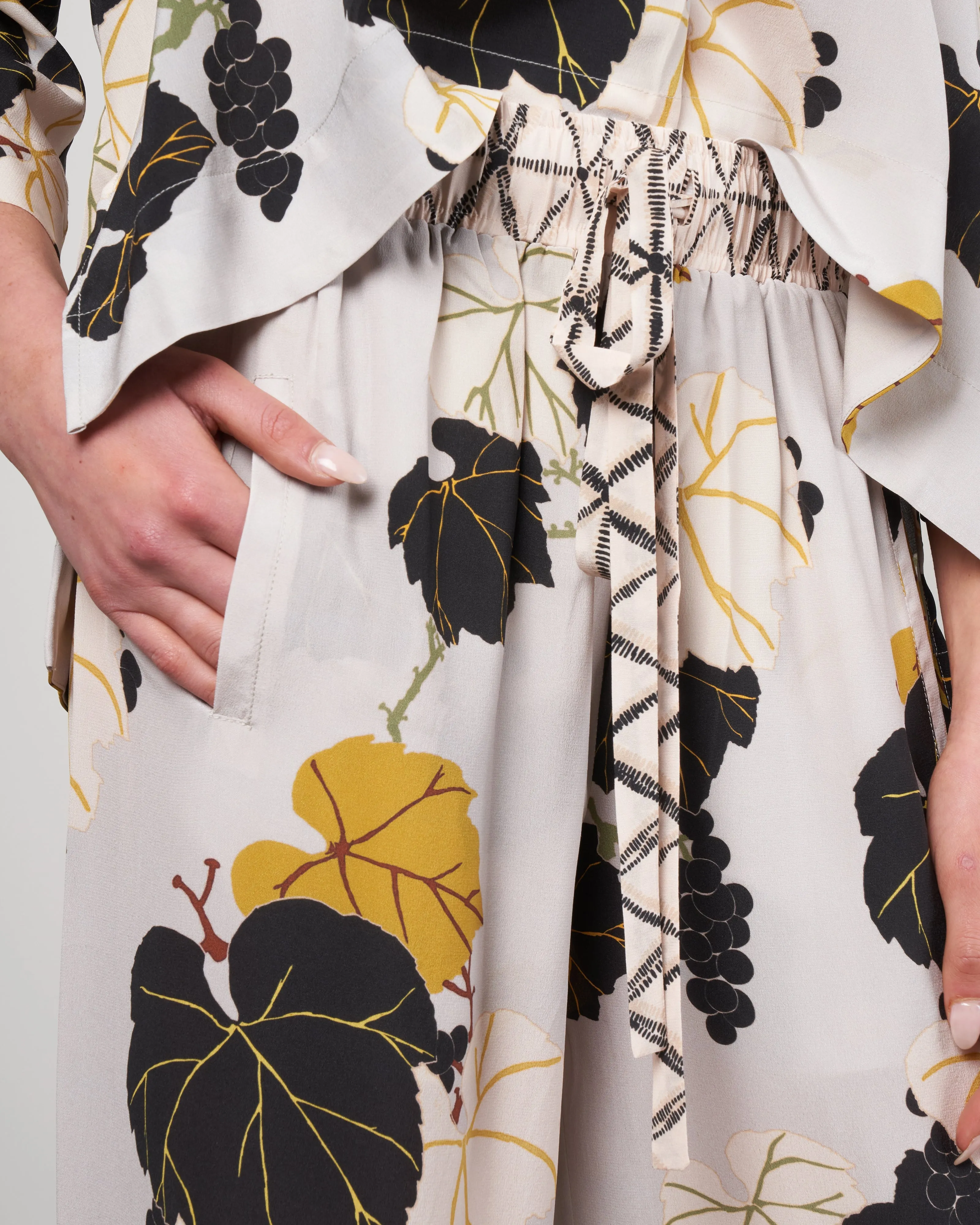 silk print pants - 005 stone